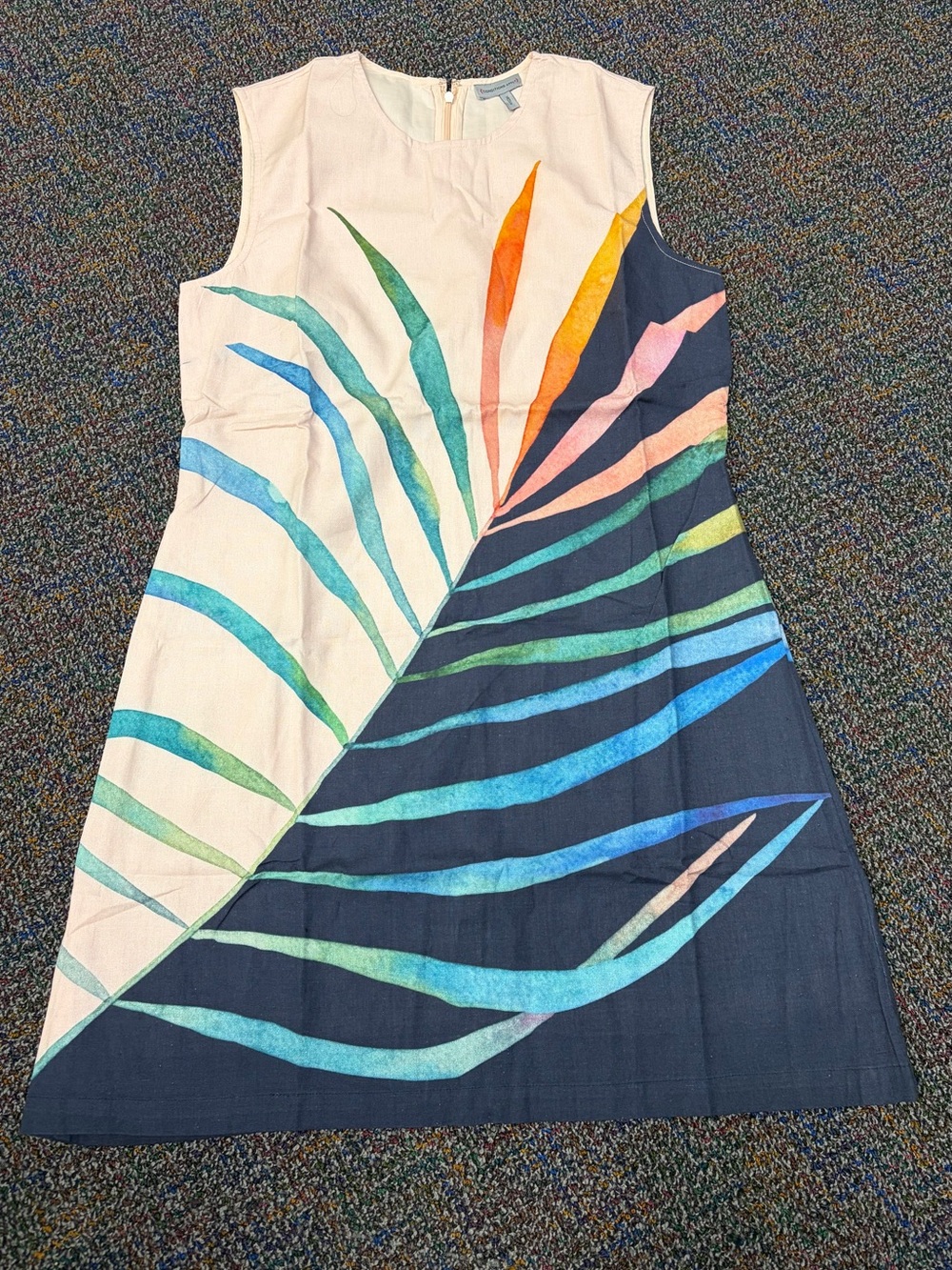 Conditions Apply Sleeveless Multicolor Palm-Print Shift Dress